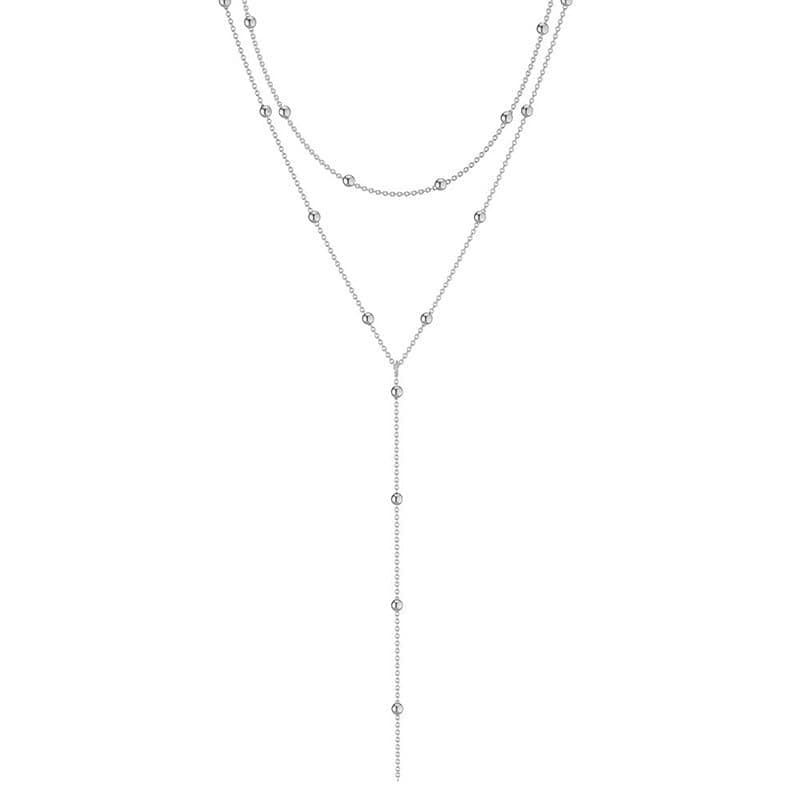 Auiremrti Chaîne longue en Y en or/argent pour femmes - Bijoux simples et élégants - Ensembles de chaînes femmes - Colli — Argenté