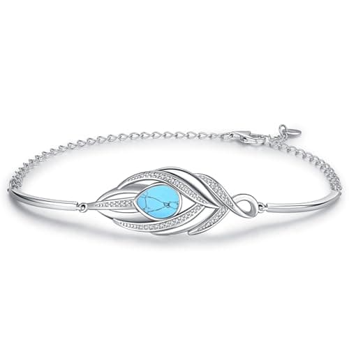 Odinstone Arbre de vie argent 925 regulier femme bijoux cadeau anniversaire 18+5cm — Bracelet en turquoise