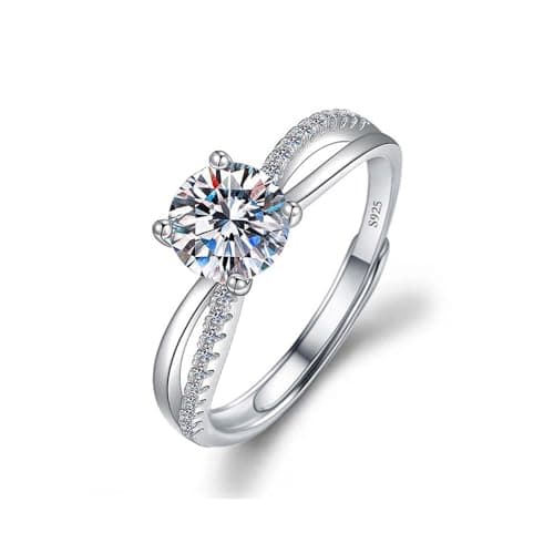 TOEECY Bague Femme Argent 925 Sterling Zircone Cubique Moissanite Épouse Anniversaire Fiançailles Promesse — Argent#4