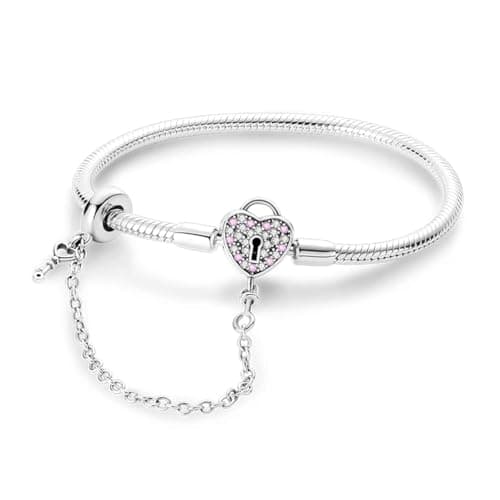 Bracelet en argent sterling 925 femme avec fermoir coeur Saint Valentin CMB051 — KJB012