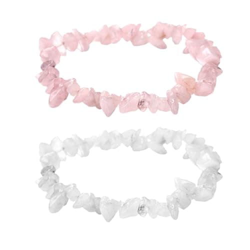 Bracelet Fc'Noqgn 2 pièces en cristal rose et blanc, bracelet extensible pour femme, bijou hip-hop (cristal rose/cristal