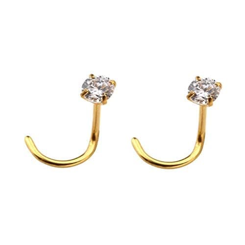 PiercingJ - Anneau Boucle de Nez Septum Acier Inoxydable | Bijoux de Corps Zircon Cristal Arc Courbe Spirale | Hommes et