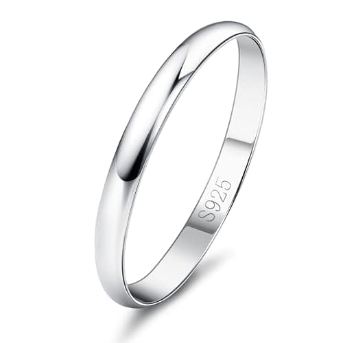 Diamday Bague Argent Sterling 925 Classique Minimaliste pour Femme et HommeÉquipement Idéal Mariage Fiançailles Cadeau A