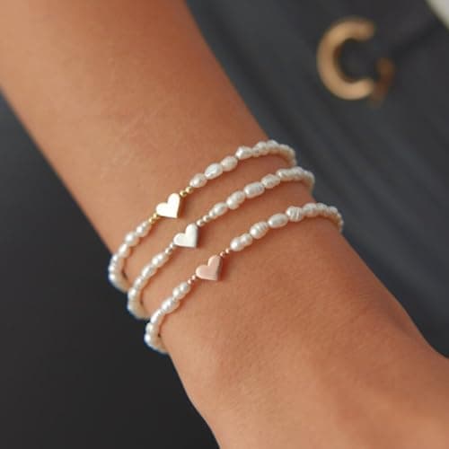 Bracelet perles Love Heart en pierres précieuses pour femme Occasions spéciales Bijou simple et chic 8mm