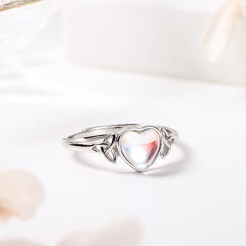 Bague Adramata Femme Argent 925 Pierre de Lune Plaquée Blanc 18 Carats Bague Ovale Brillante Recyclée 100