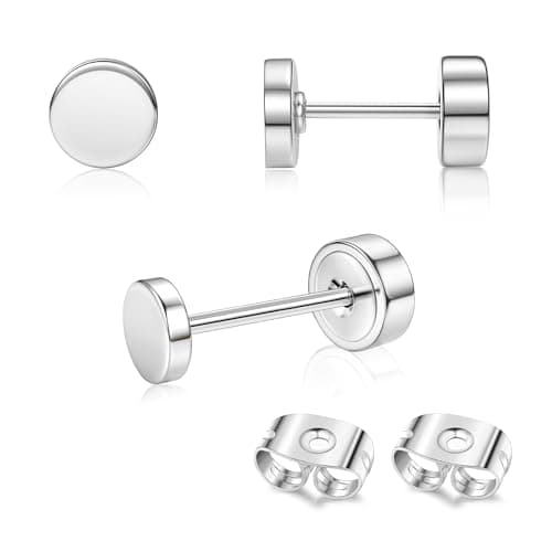 Adramata Or 14 Carats Boucles d'Oreilles Titanium Homme Femme Standard 100 Pulitzer — Argent-Ronde : 4 MM