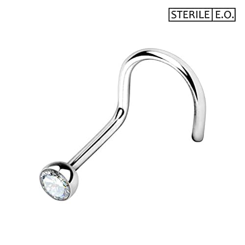 NEZ PIERCING WARRIOR Courbé Boule de Cristal Tchèque Acier Chirurgical 316L Stérile 22G (0.8 mm) Longueur 6.5 mm PBS-002