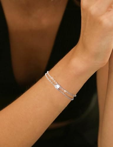 Chriscoco Bijoux Bracelet Argent Sterling 925 Femme pour Femmes Filles - Bracelet Or Réglable et Empilable Trendybijoux