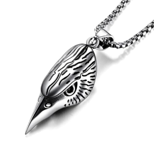 MayiaHey Pendentif tête d'aigle viking pour homme acier inoxydable, Collier punk gothique tête d'aigle pour garçon, Bijo
