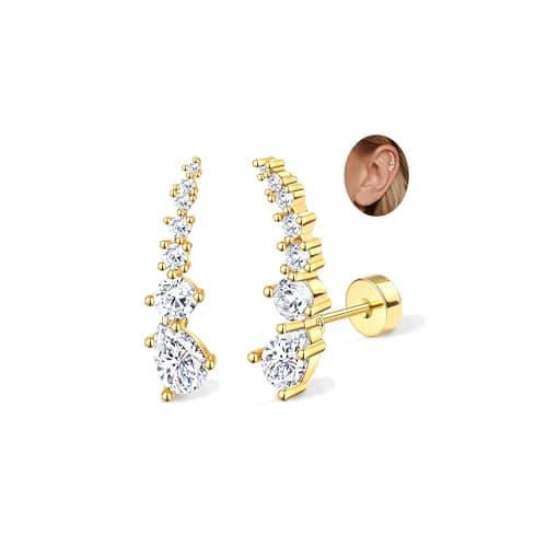 Adramata Acier Inoxydable Piercing Femmes Conch Tragus Helix 16G Argent Hypoallergénique Recycled Standard 100 — Or-Long