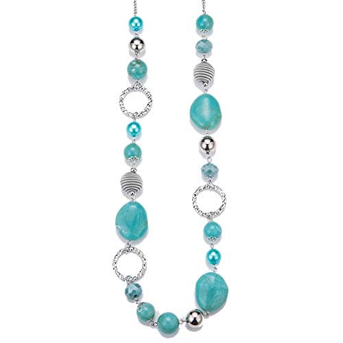 Colliers en perles pour femme - Bijoux Bohémiens en argent avec cristaux - Idée de cadeau fête des mères — Bleu turquoise