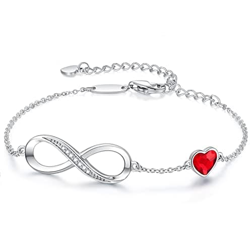 Bracelet LOUISA SECRET Femme Argent 925 Infini Noël Anniversaire Maman — Acier inoxydable + rouge