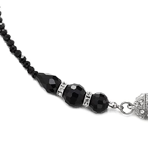 COOLSTEELANDBEYOND Noir Robe Soirée Pendentif Collier Cristal Chaîne Choker Zircone Cubique
