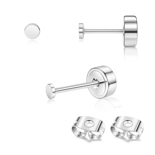 Adramata Or 14 Carats Boucles d'Oreilles Titanium Homme Femme Standard 100 Pulitzer — Argent-Ronde : 2 MM