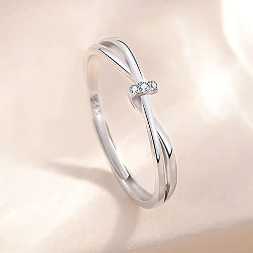 Bague Argent 925 Ajustable Femme KONFEN, Bijoux Zircon Pour Femme Fille, Bague Ouverte Reglable Orteil