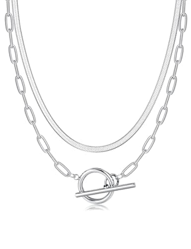 Colliers plaqué or 14K femme usetrendy fermoir toggle empiellables chaudrons cubains et paperclips hasNextSize — Chaîne serpent – Argent