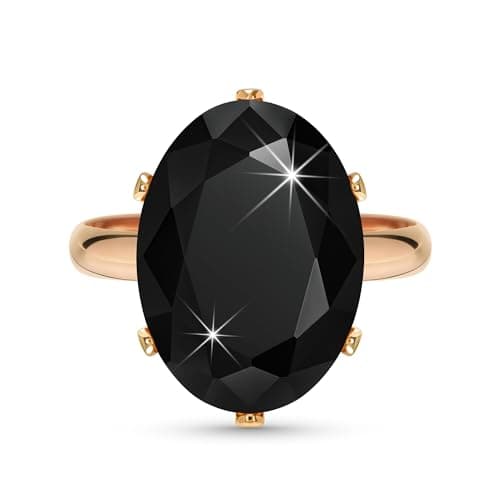 Linawe Bague Ajustable en Diamant Synthétique Moissanite pour Femme, Grande Bague en Cuivre en Trois Nuances d'Or, Or Ro — Or rose,Noirs