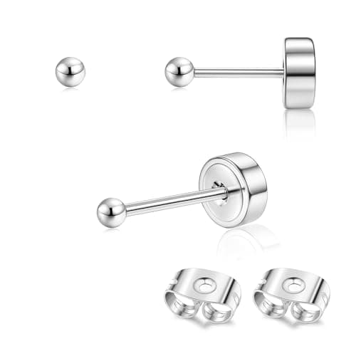 Adramata Or 14 Carats Boucles d'Oreilles Titanium Homme Femme Standard 100 Pulitzer — Argent-Bille : 2 MM