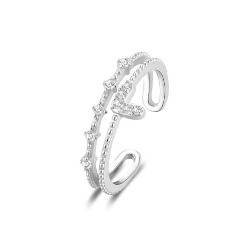 ALEXCRAFT Bague Argent 925 Femme Élégante et Hypoallergénique, Cadeaux de Bijoux pour Fille, Mère et Copine — M-argent