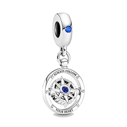Pendentif Lkwidi Femme Charms Argent Sterling 925 Famille Amour Animaux Zircon Cubique Femmes Bracelet — Compass Dangle
