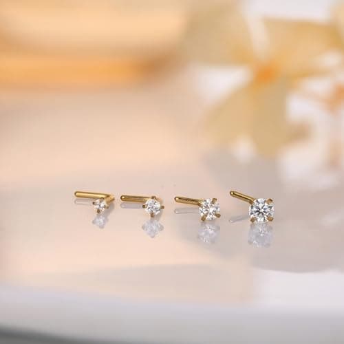 YADOCA Piercings Nez 4 Pièces Acier Chirurgical 316L Rond Zircone Cubique Or Piercings de Nez Bijoux