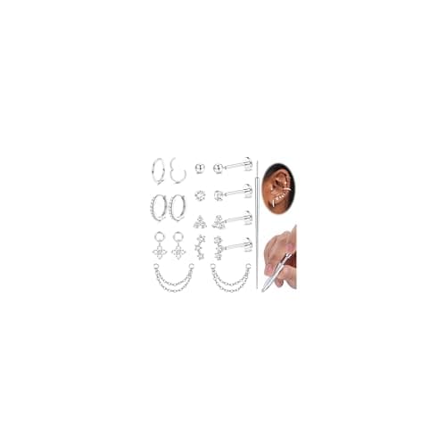 Adramata Piercings Oreilles Acier Inoxydable Boucles Femme Sans Fil Tragus Conch Nez Labret Cartilage