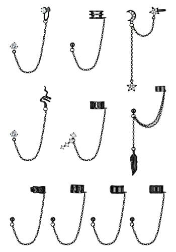 Adramata Boucles d'Oreilles Chaîne Femme Argent Prix Attractive Couleur Épurée — Le Noir