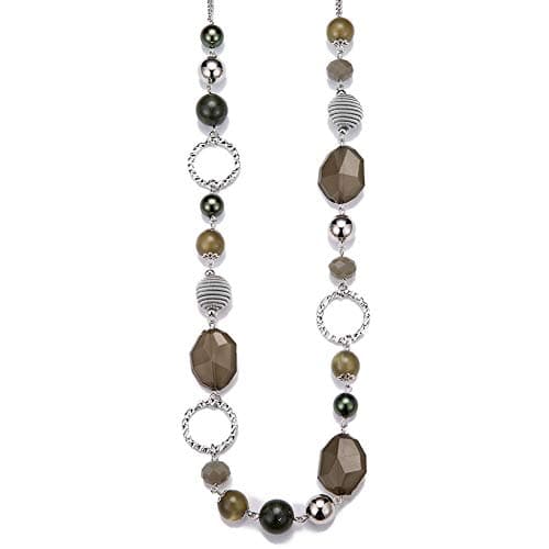 Colliers en perles pour femme - Bijoux Bohémiens en argent avec cristaux - Idée de cadeau fête des mères — Vert armée