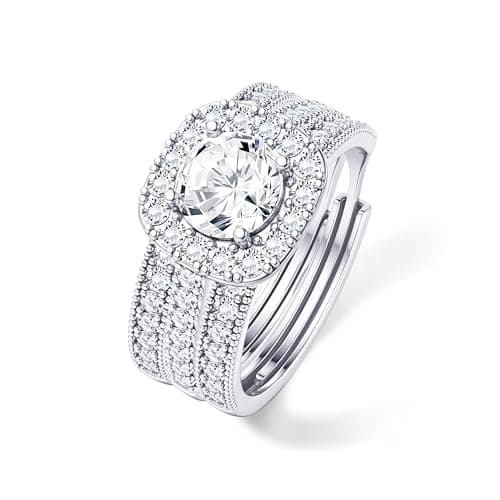 LOLIAS Trois en Un Bague Femme Or/Argent Lot Bague Couple Reglable Ajustable Modele Fiançailles Femme Bijoux Cadeau Popu