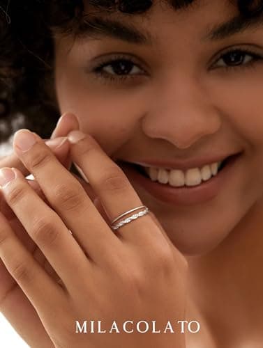 Milacolato Bague en Argent Sterling 925 Zircone Cubique Éternité pour Femmes Élégante et Réglable