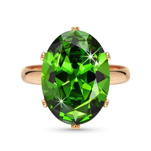 Linawe Bague Ajustable en Diamant Synthétique Moissanite pour Femme, Grande Bague en Cuivre en Trois Nuances d'Or, Or Ro — Or rose,Mai,Août