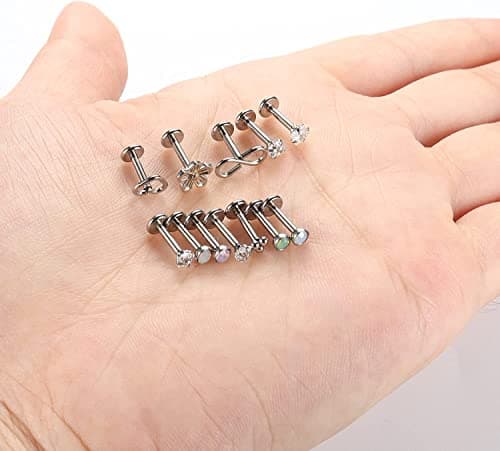 Adramata Piercings 16G Acier Inoxydable pour Femmes Hommes Corps Piercingsbijoux Monroe Goujons à Lèvres Tragus Helix Co
