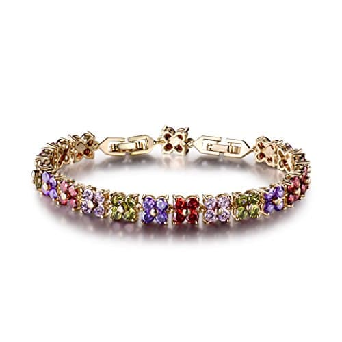 Bracelet Cristal Elément Carré Simple Plaqué Or Zircon Cubique pour Femme GULICX — Multicouleur