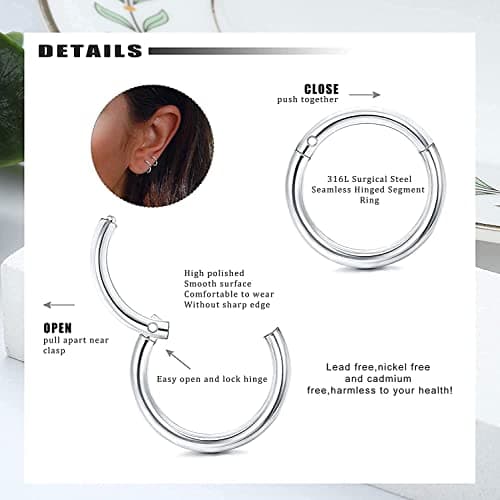 Adramata Piercing Bijoux Acier Inoxydable pour Nez et Oreille Élégant Accessoire de Mode Recyclé Größe Standard