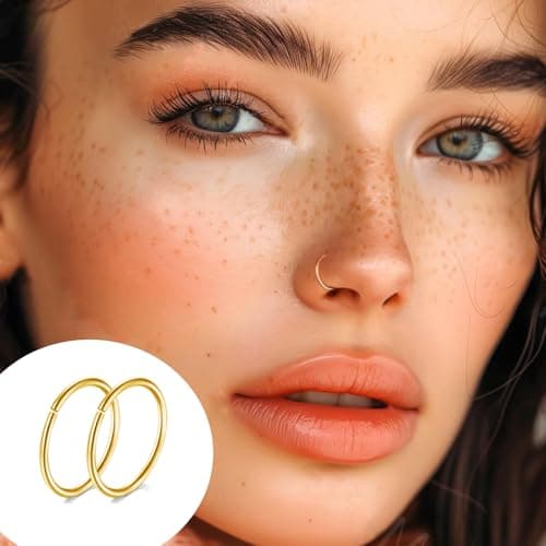 LOCCY Piercings Nez en Acier Inoxydable Bijoux pour Femmes et Hommes - Anneau de Nez 21-30 Pièces 20G Or Argent CZ L/Vis