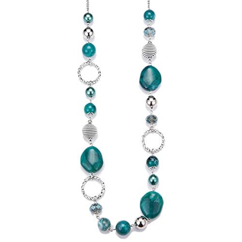 Colliers en perles pour femme - Bijoux Bohémiens en argent avec cristaux - Idée de cadeau fête des mères — Vert de mer