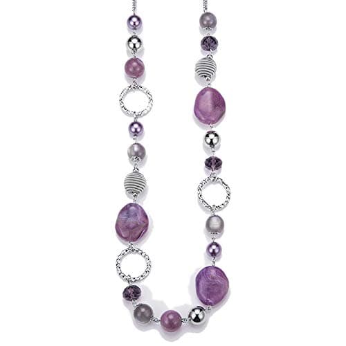 Colliers en perles pour femme - Bijoux Bohémiens en argent avec cristaux - Idée de cadeau fête des mères — Violet