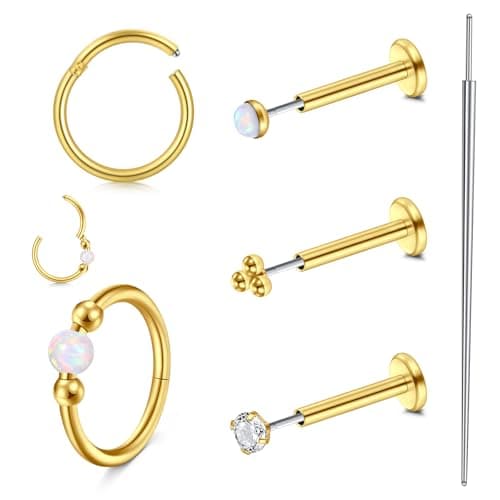 Septum Inoxydable 18G Zircon Anneau de Piercage DMAWAVE Maillot de Bain Femmes Sexualité — 20g-gold