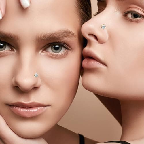 IKOPFLN Piercings Nez 8 Pièces Acier Chirurgical 316L 2 mm Zircone Cubique Or Piercings de Nez Bijoux