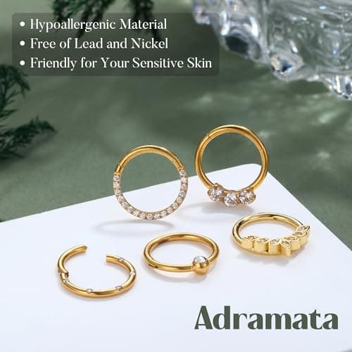 Boucles D'Oreilles Adramata Daith Femme 16G Cartilage Acier Inoxydable Helix Tragus Cerceau Nez Piercing Bijoux Or Rose
