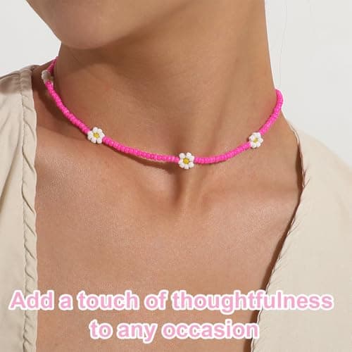WUSJCOYF Collane Estive Donna Boho - Perline Colorate Regolabili, Girocolli Man mano Fatti per Feste e Ragazze Adolescen