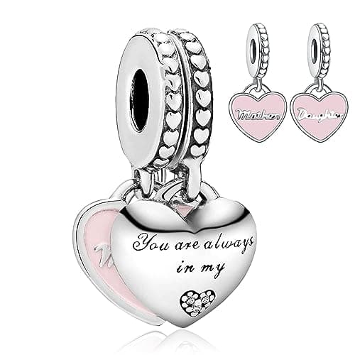 Amuefer 925 argent charms bracelet collier pendentif perles charmé papillons, amour, cadeaux pour mère anniversaire, tor — D-Madre e figlia bicolore