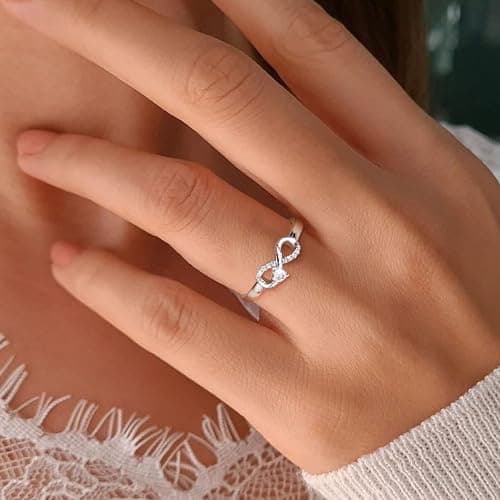 Milacolato Anneaux en argent sterling infini pour femmes réductibles RandomForest Recycled Claim Standard 100