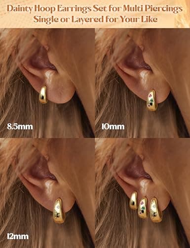 Adramata Boucles d'Oreilles Creole Plaqué Or 14K Femme - Hypoallergénique et Éco-responsable | Argent Fantaisie Gros Pér
