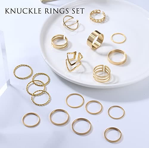 Adramata Acier Inoxydable Bague Empilables pour Femmes - Argent/Or Réglable Cadeau Femmes Bijoux Recycled Claim 100 Pièc