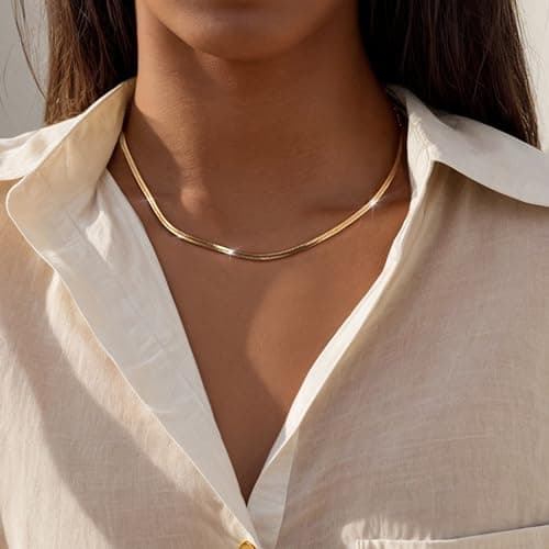 Lolisias Collier Chaîne Serpent Or Femme Réglable 35/40/45CM bijoux Épaisse 1/3MM Largeur Chic Recyclé