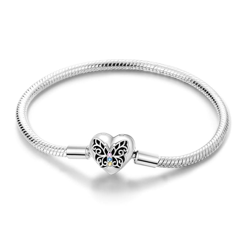 Bracelet en argent sterling 925 femme avec fermoir coeur Saint Valentin CMB051 — KJB021