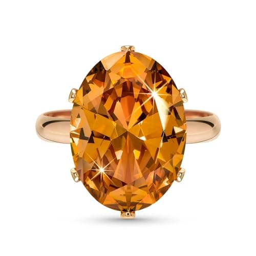 Linawe Bague Ajustable en Diamant Synthétique Moissanite pour Femme, Grande Bague en Cuivre en Trois Nuances d'Or, Or Ro — Or rose,Novembre