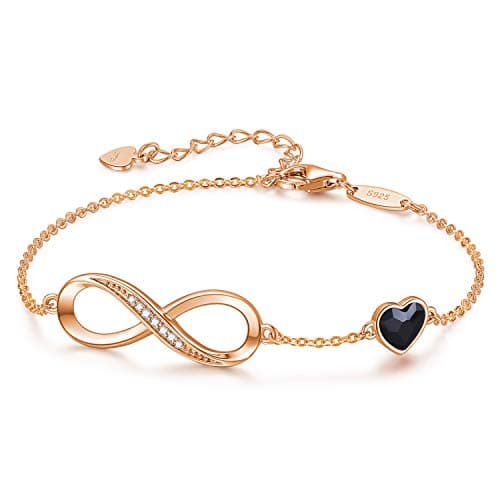 Bracelet LOUISA SECRET Femme Argent 925 Infini Noël Anniversaire Maman — Or rose + noir