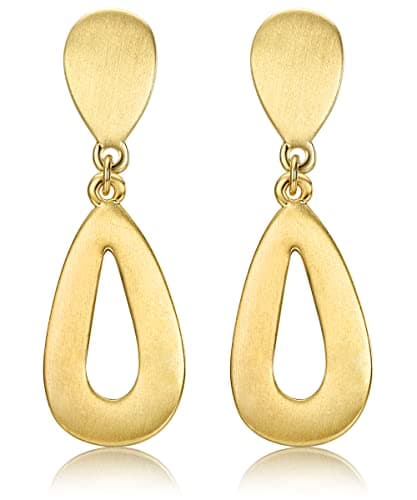Boucles d'Oreilles Femme Or Grandes Pendantes Martelées Geométriques — Goutte d'Eau Mate